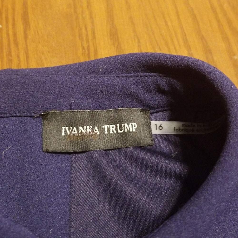 Ivanka Trump navy collars zipper feont eve dress - Picture 4 of 5